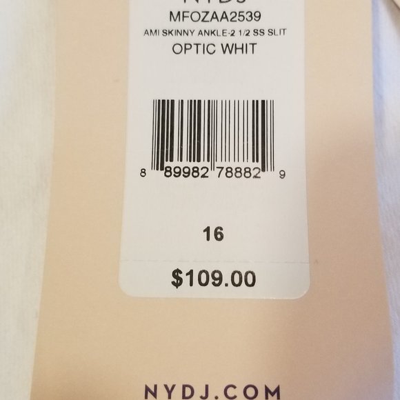 NYDJ Ami Skinny Optic White Jean's NWT - Picture 2 of 4